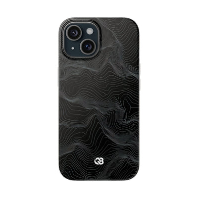 Black Lite Phone Case for iPhone - Obsidian Topo Wireframe