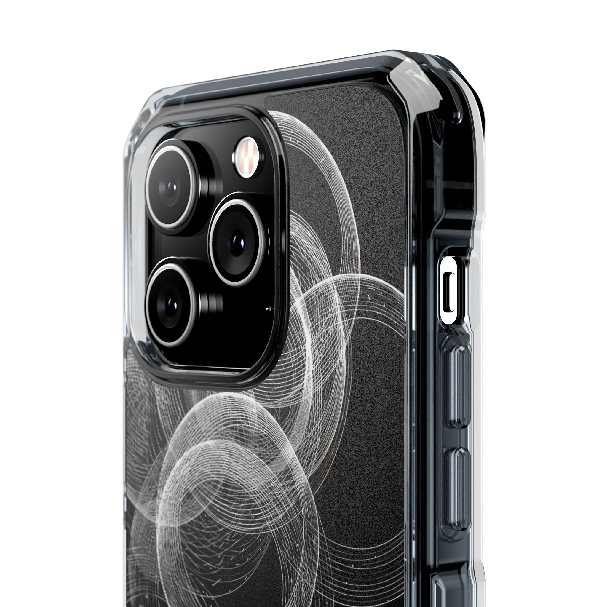 Black Impact MagSafe Phone Case for iPhone - Kinetic Wireframe Orbit