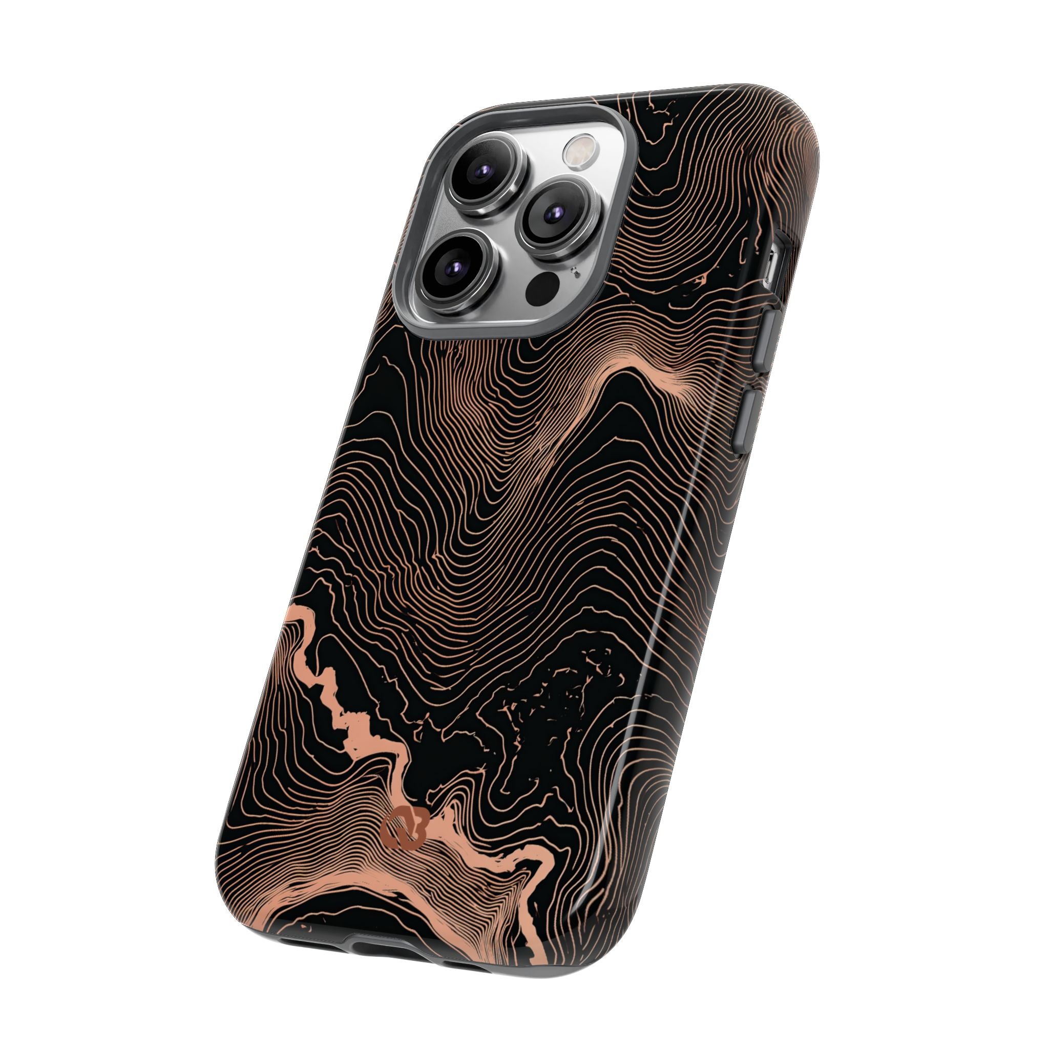 Orange Tough Phone Case for iPhone - Salmon Ridge Topo