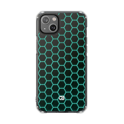 Neon Hex Spectrum · Clear Impact Magnetic Phone Case for iPhone · Teal