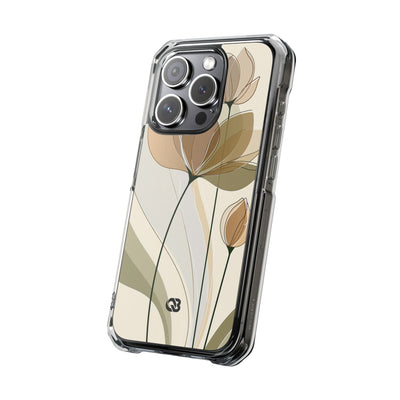 Translucent Petal Contour · Clear Impact Magnetic Phone Case for iPhone ·  Beige