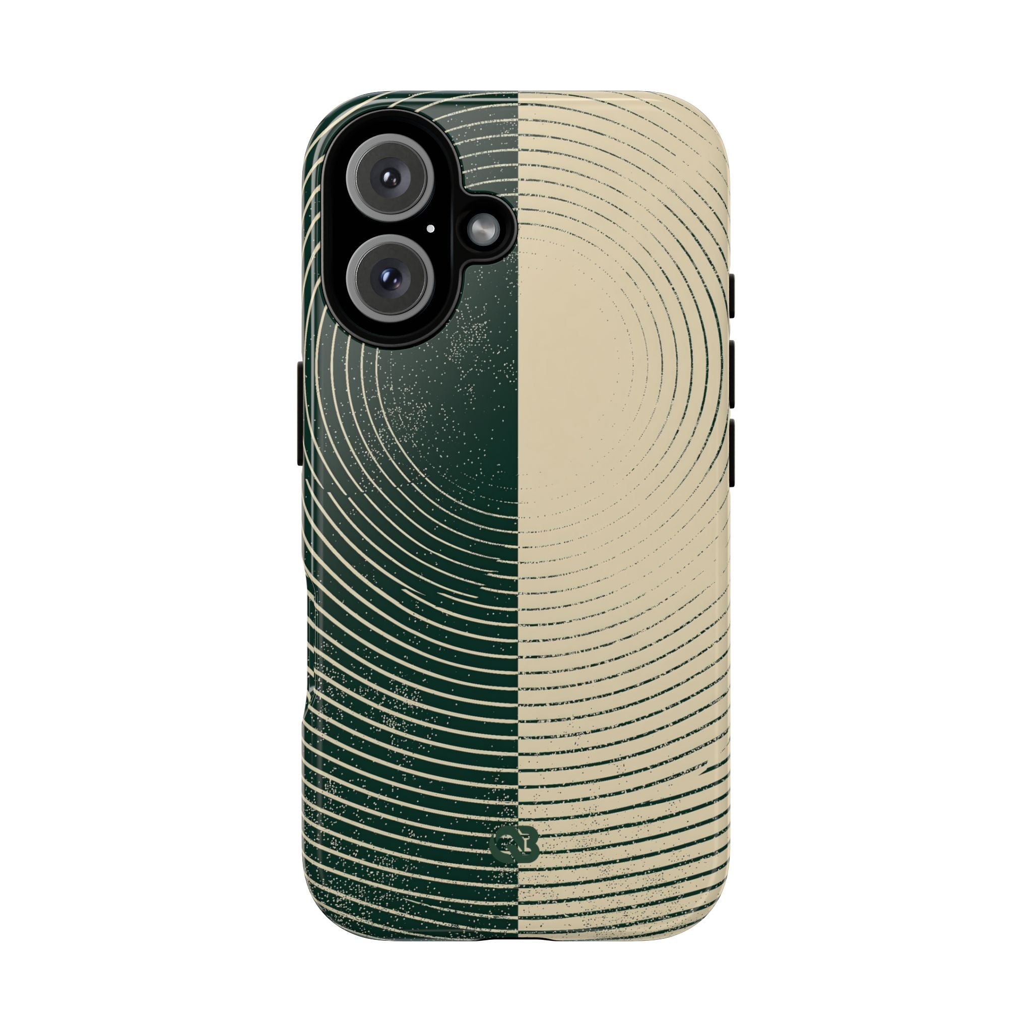 Green Tough Phone Case for iPhone - Evergreen Split Grain