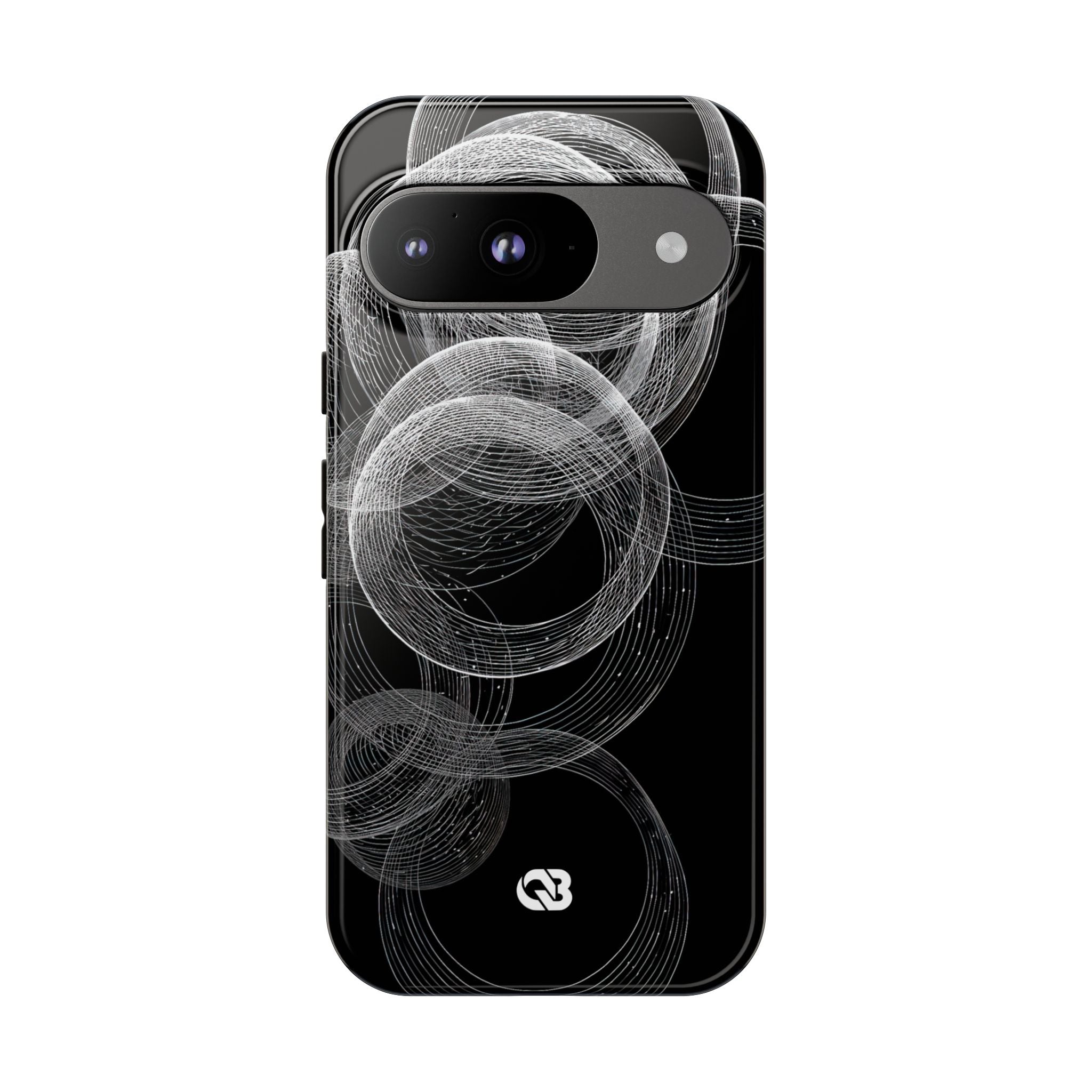 Black Tough Phone Case for Google Pixel - Kinetic Wireframe Orbit