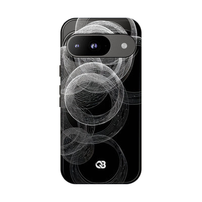Black Tough Phone Case for Google Pixel - Kinetic Wireframe Orbit