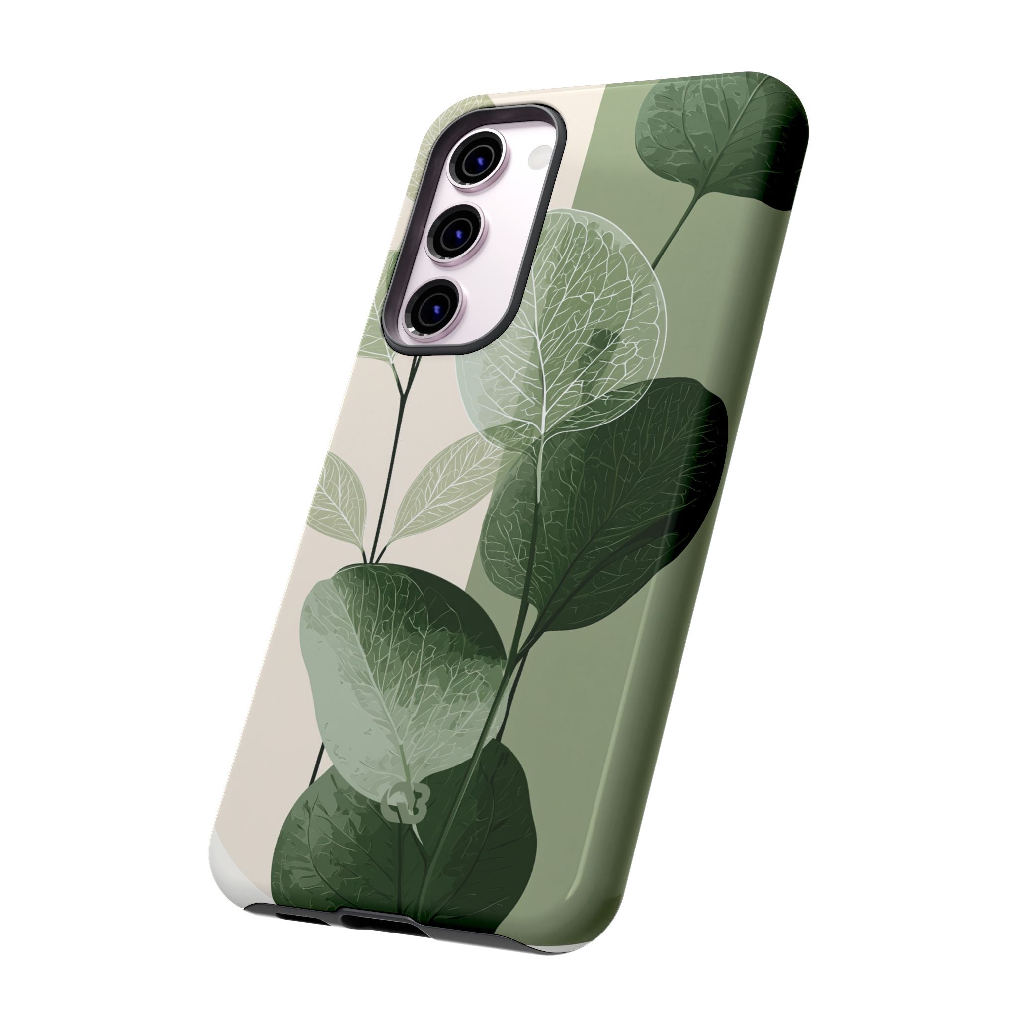 Green Tough Phone Case for Samsung - Sage Leaf Skeletals
