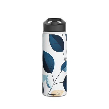 Navy Leaf Veins - Stainless Steel Water Bottle