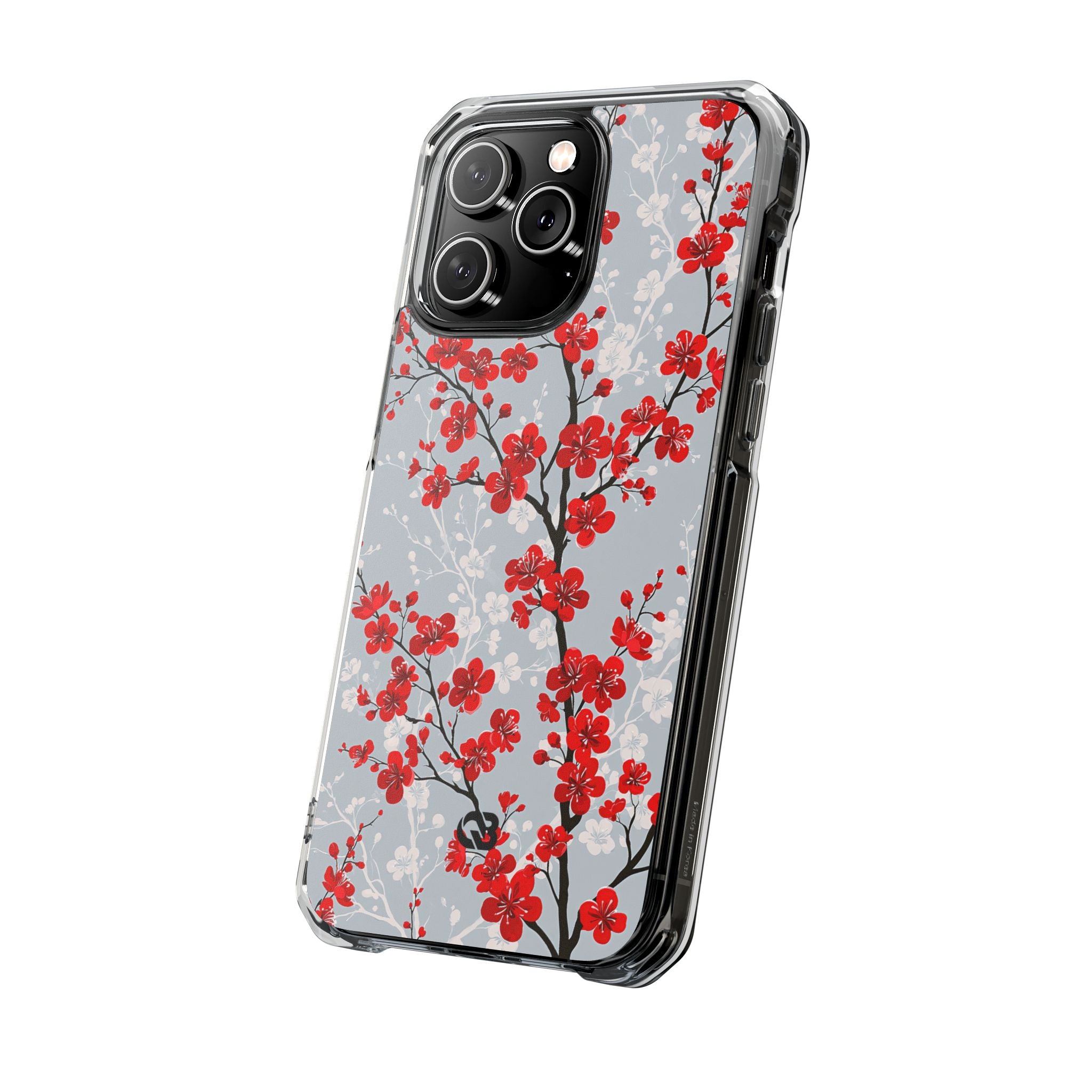 Grey Impact MagSafe Phone Case for iPhone - Crimson Sakura Slate