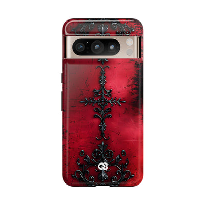 Crimson Gothic Filigree · Tough Phone Case for Google Pixel