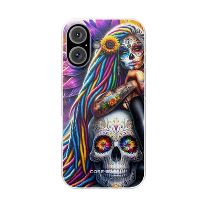 Sunflower Skull Glow iPhone 16 Case - Soft