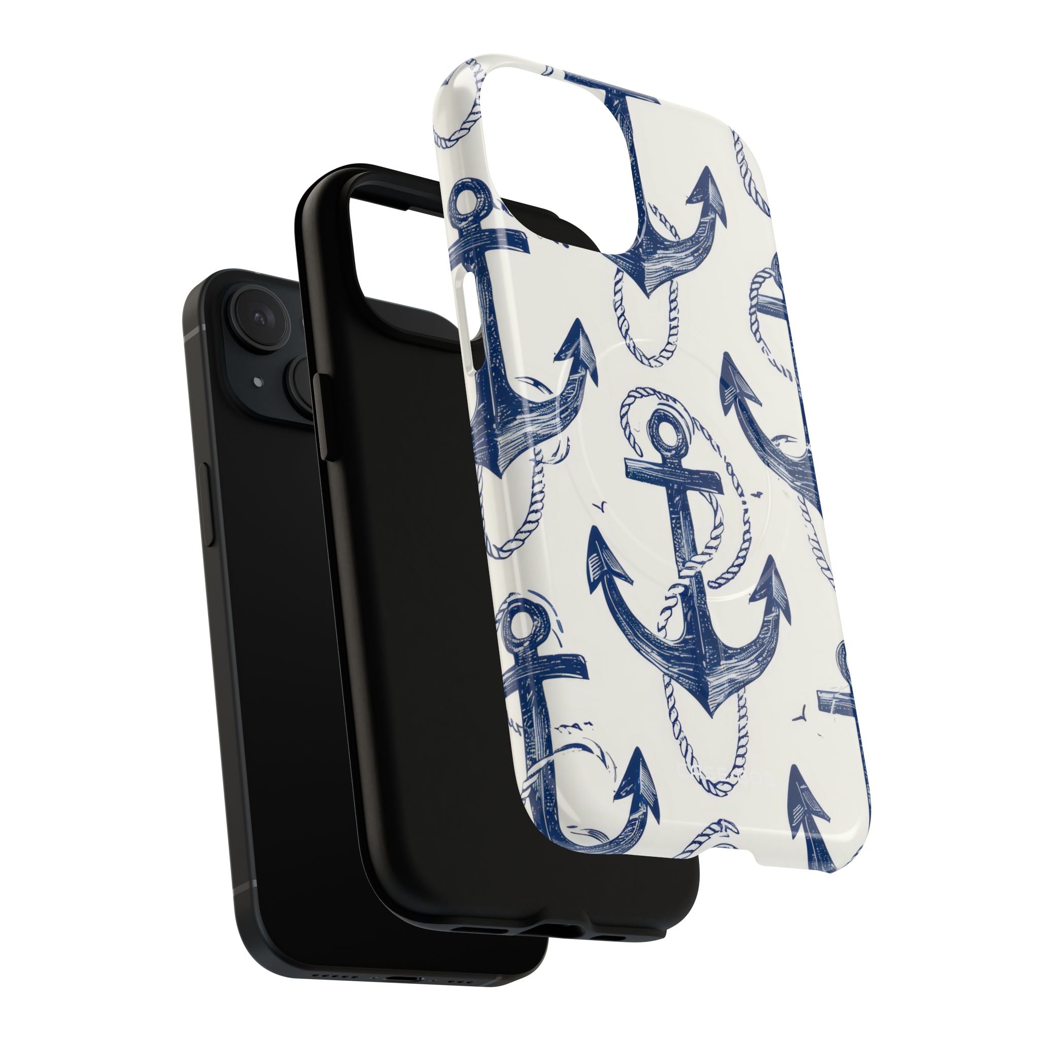 Navy Anchor Loop iPhone 15 Case - Tough+