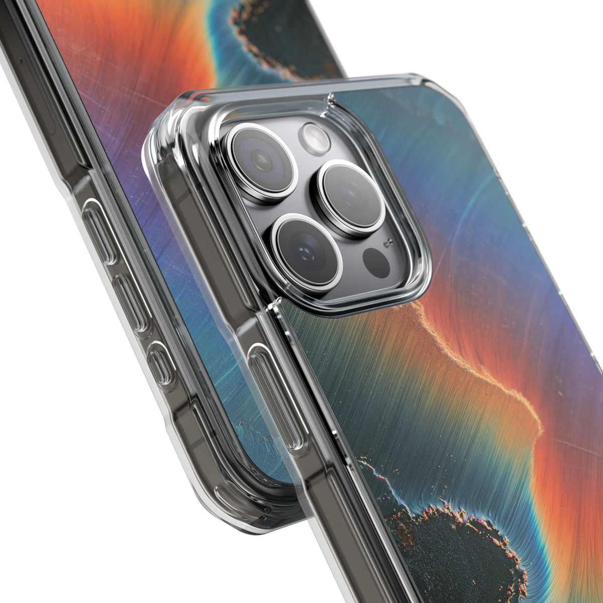 Prismatic Aura Shift · Clear Impact Magnetic Phone Case for iPhone · Blue