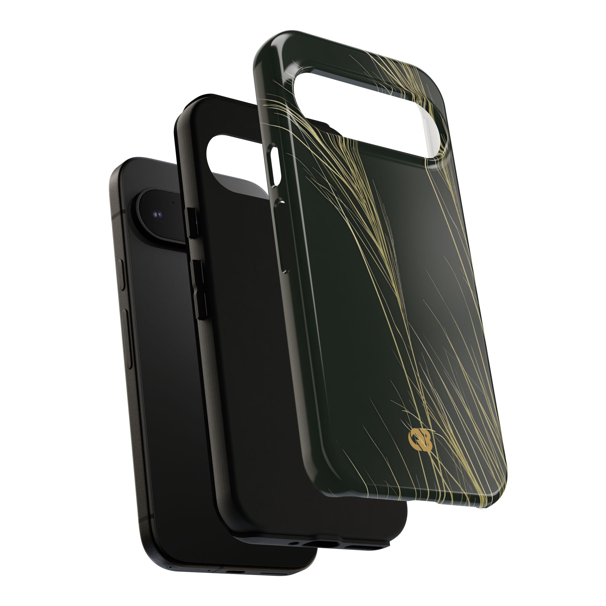 Green Tough Phone Case for Google Pixel - Midnight Gilded Grass