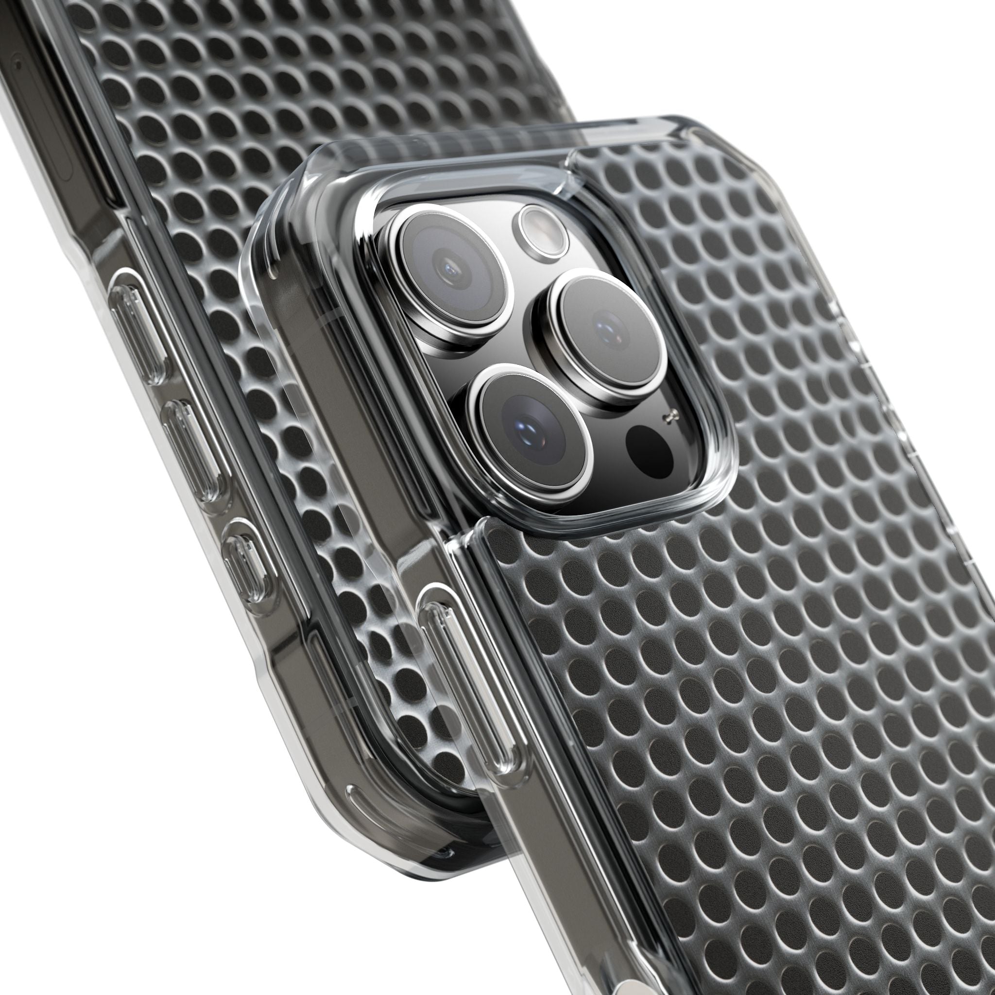 Silver Impact MagSafe Phone Case for iPhone - Brutalist Steel Mesh