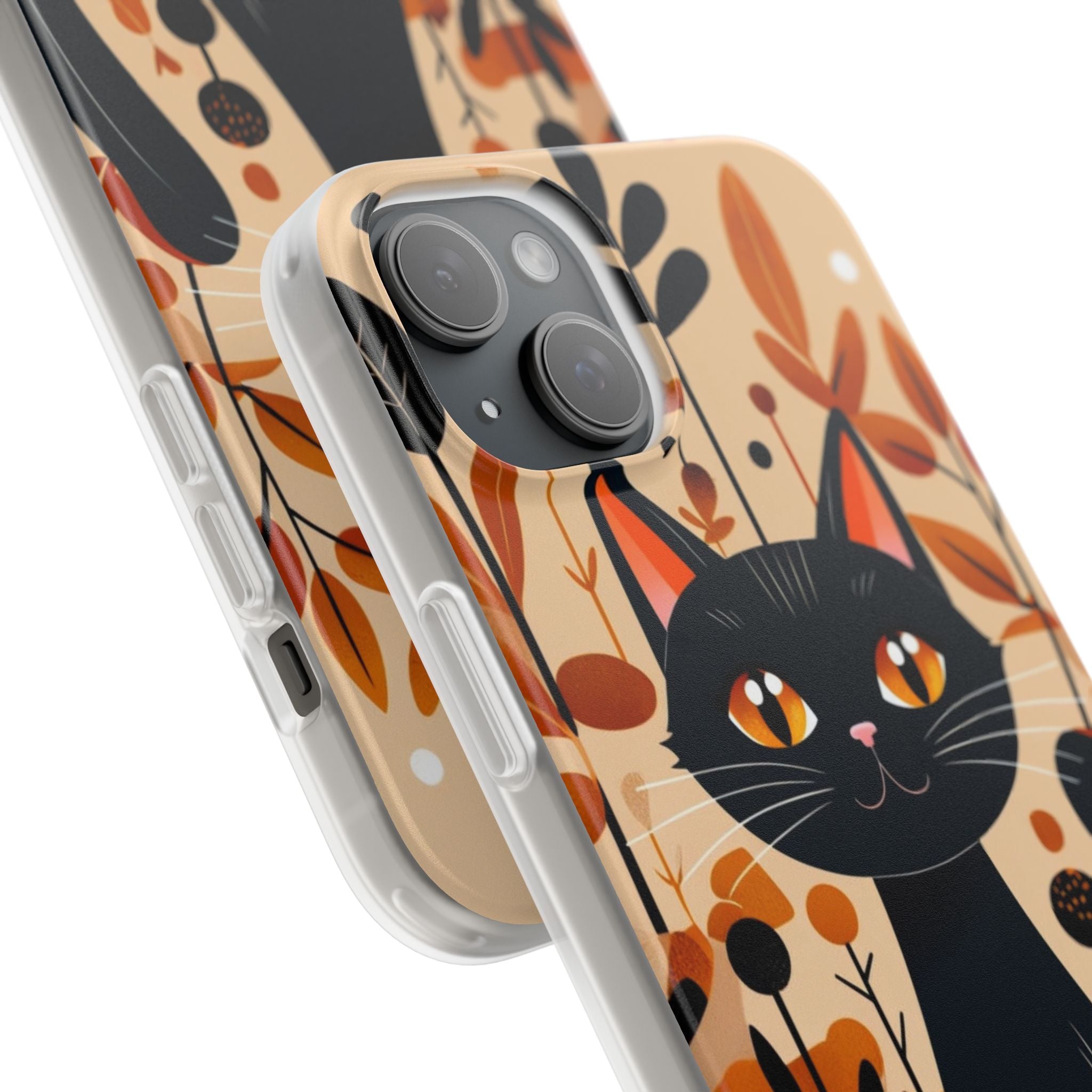 Black Cat Glow iPhone 15 Plus Case - Soft