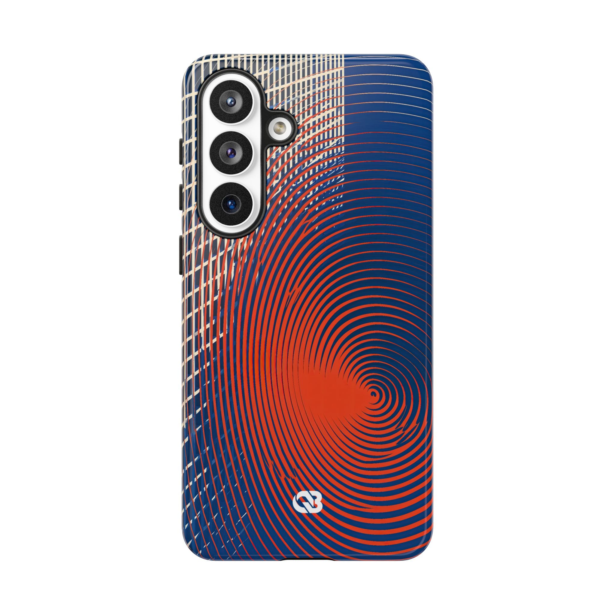 Blue Tough Phone Case for Samsung - Orange Orbit Grid