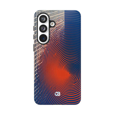 Blue Tough Phone Case for Samsung - Orange Orbit Grid