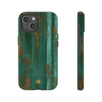 Teal Tough Phone Case for iPhone - Verdigris Copper Siding
