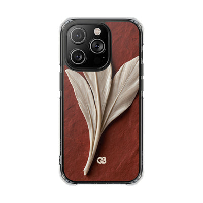 Carved Ivory Plume · Clear Impact Magnetic Phone Case for iPhone · Red