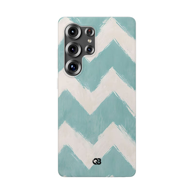 Teal Painted Chevron · Soft Phone Case for Samsung