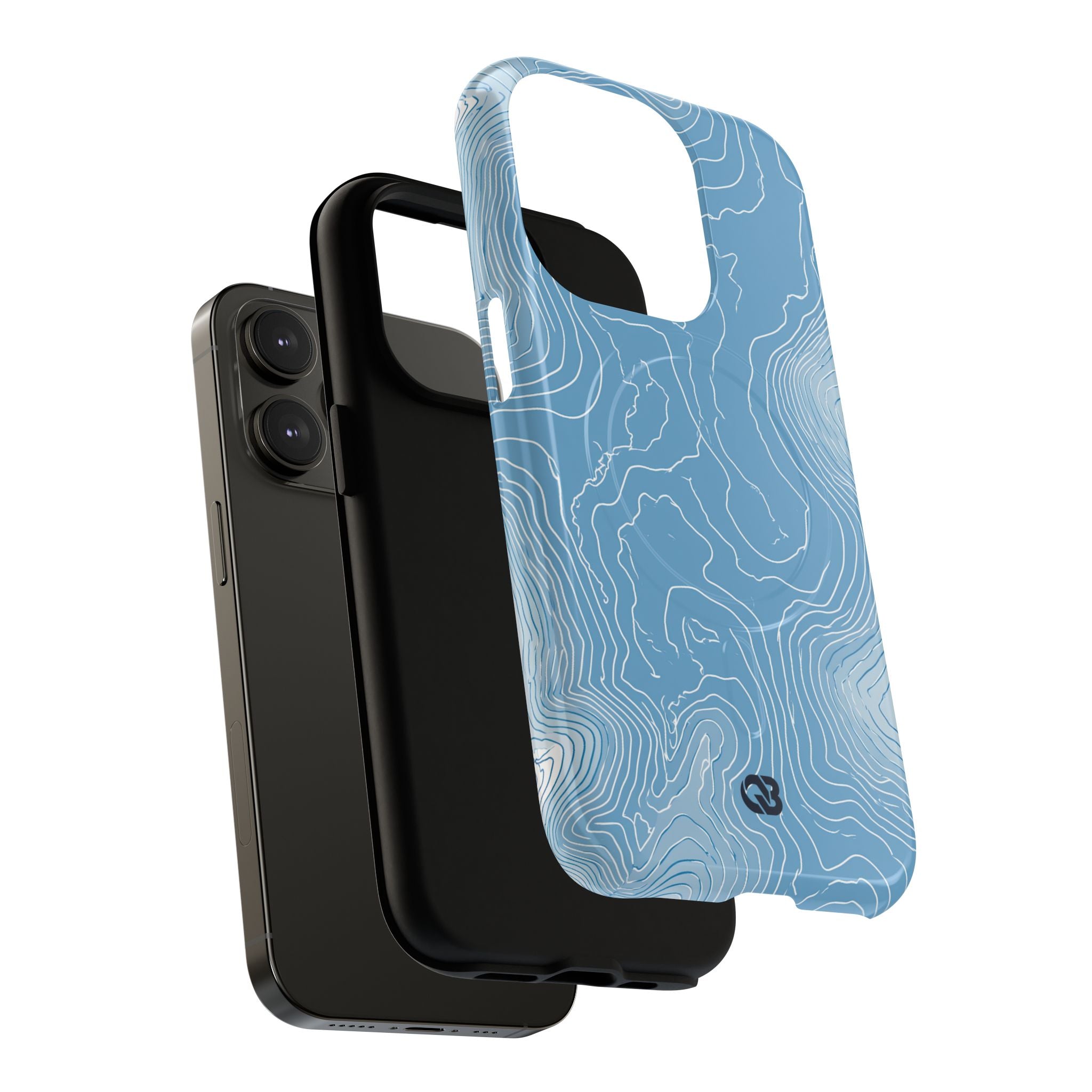 Blue Tough 2.0 Magsafe Phone Case for iPhone - Glacial Ridge Topo