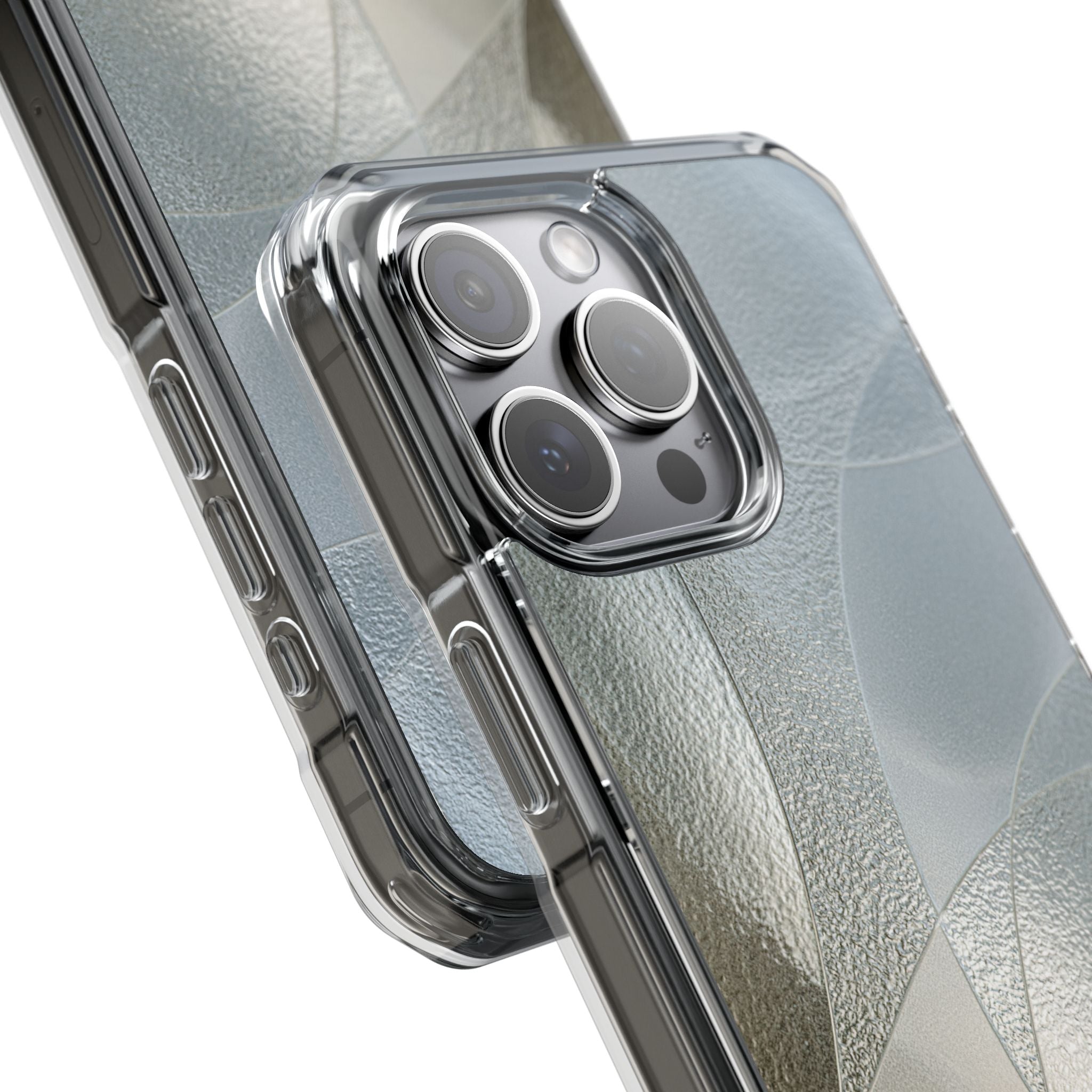 Silver Impact MagSafe Phone Case for iPhone - Frosted Silver Mosaic