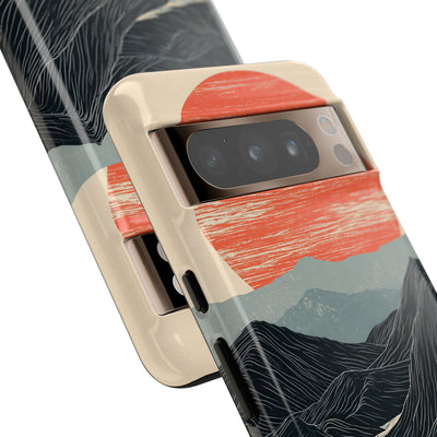 Beige Tough Phone Case for Google Pixel - Crimson Ridge Flow