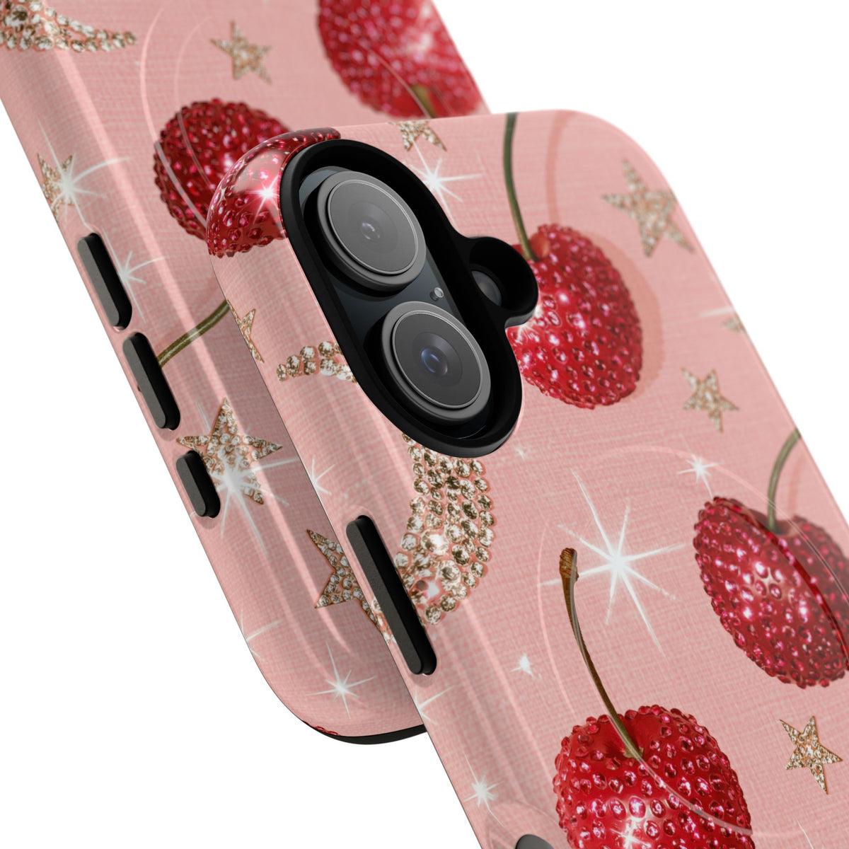 Bedazzled Ruby Cherries · Tough 2.0 Magnetic Phone Case for iPhone · Pink
