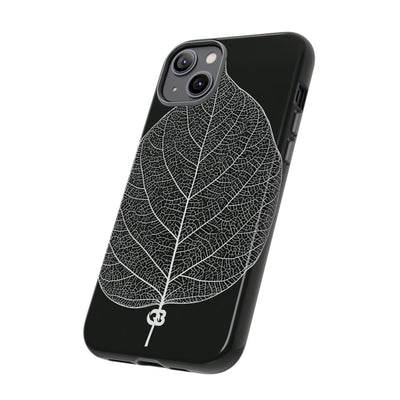 Black Tough Phone Case for iPhone - Bleached Leaf Lattice