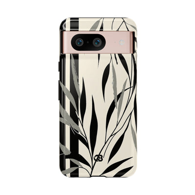 Beige Tough Phone Case for Google Pixel - Soot Leaf Sketch