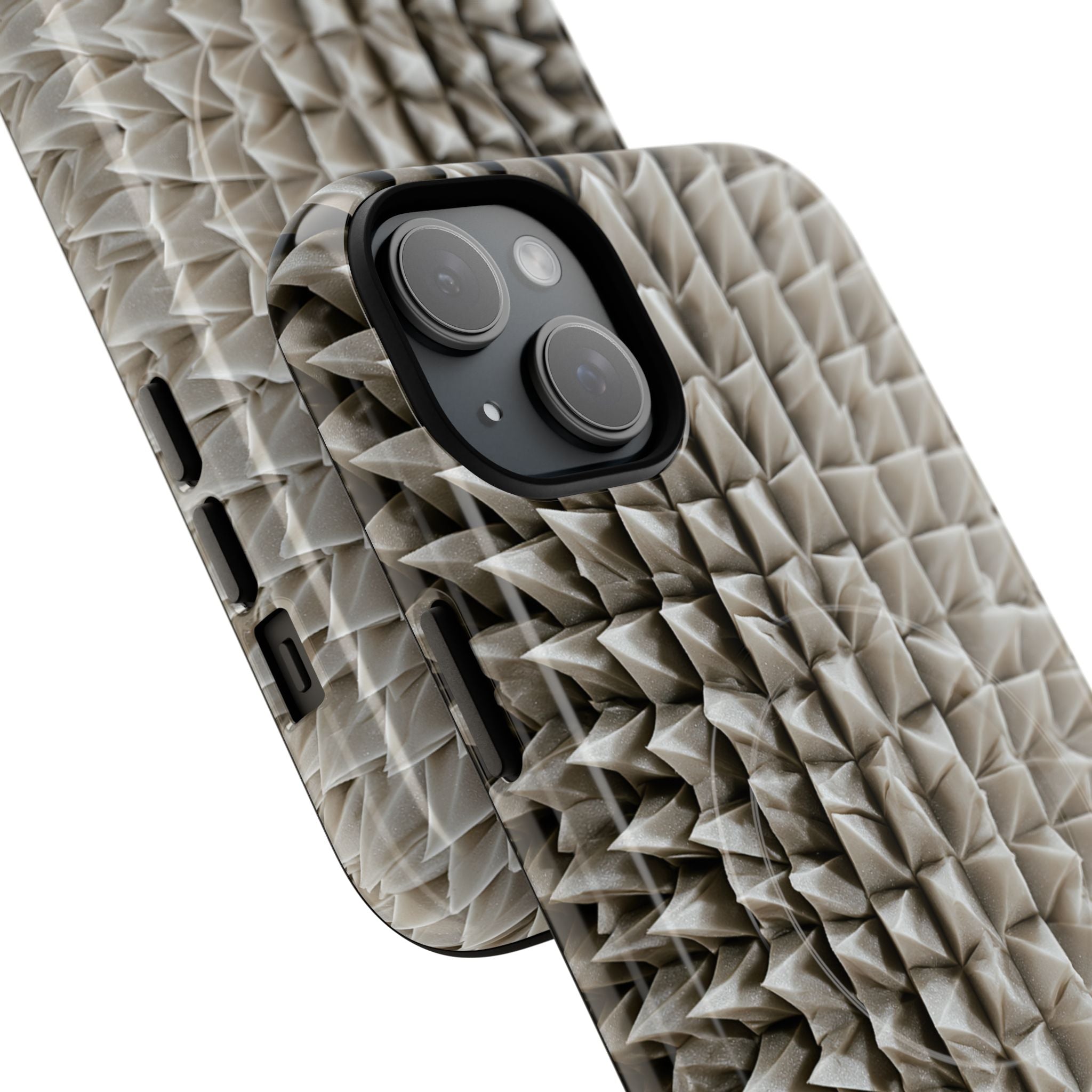 Beige Tough 2.0 Magsafe Phone Case for iPhone - Bone Spiked Grid