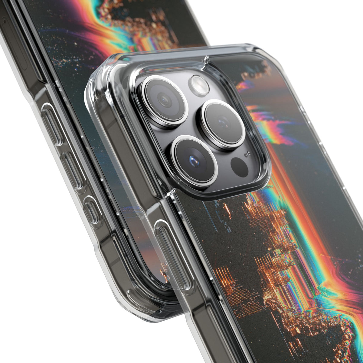 Prismatic Circuit · Clear Impact Magnetic Phone Case for iPhone · Black