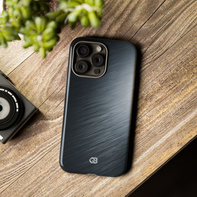 Grey Tough Phone Case for iPhone - Charcoal Brushed Steel