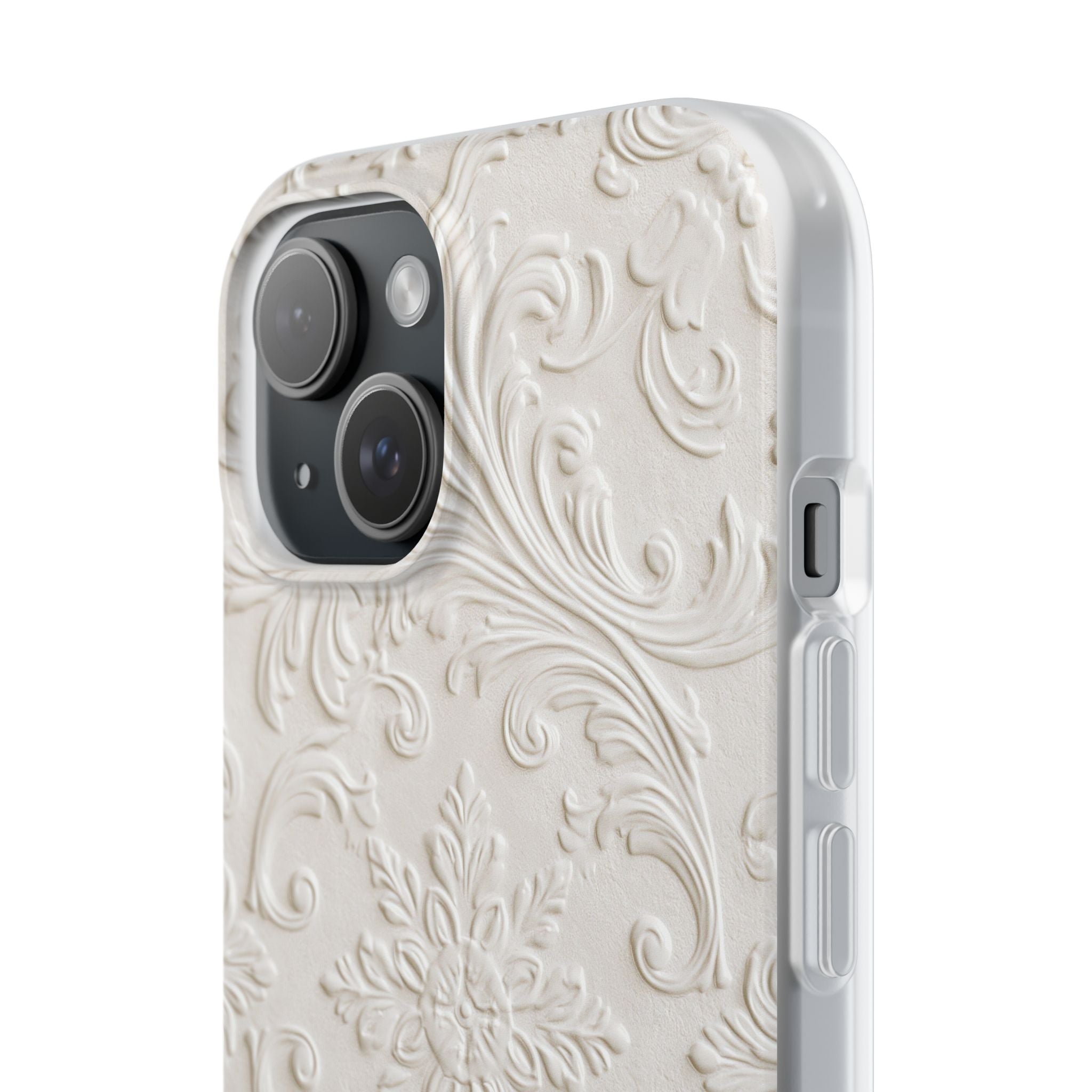 White Lite Phone Case for iPhone - Alabaster Floral Relief