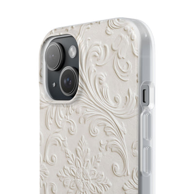 White Lite Phone Case for iPhone - Alabaster Floral Relief