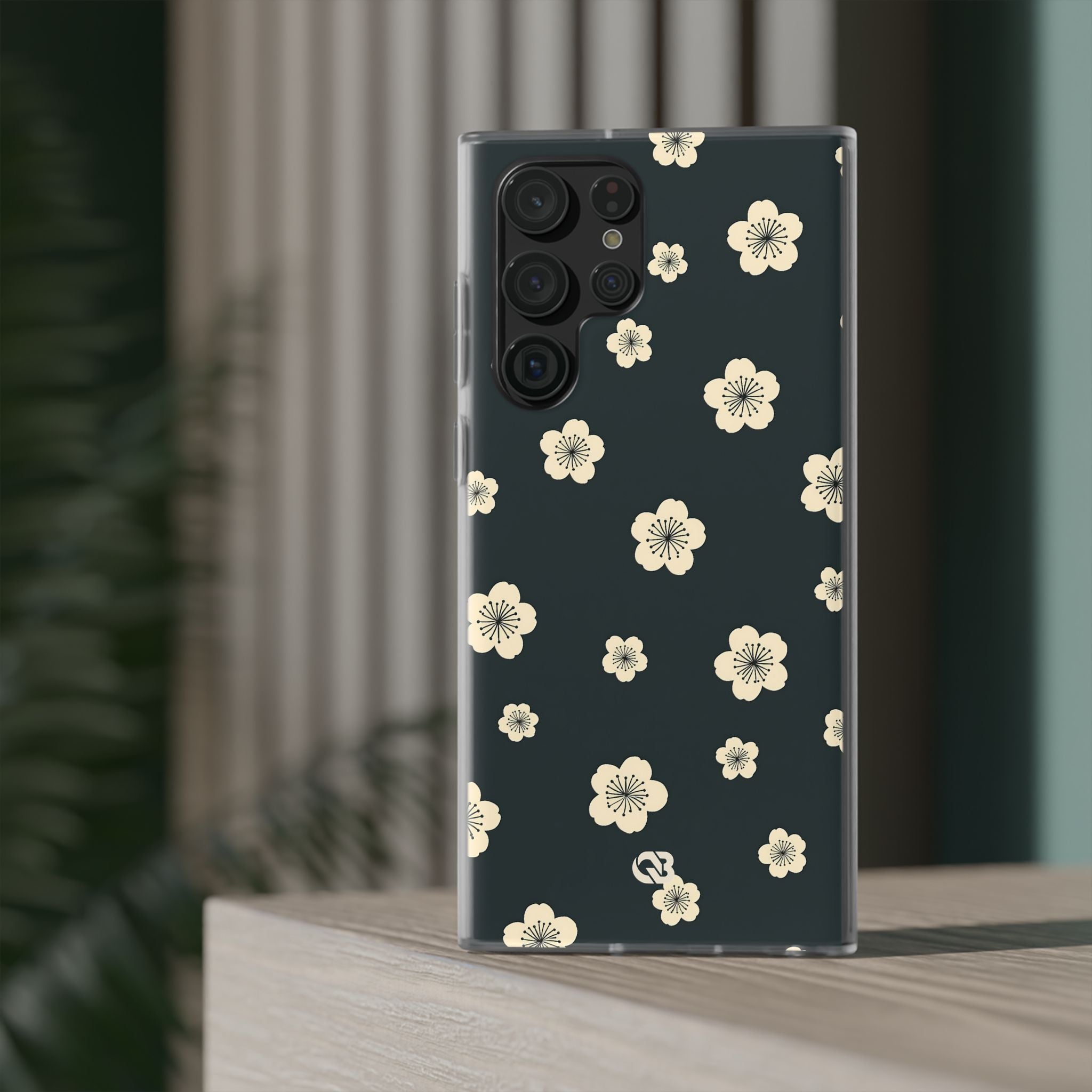 Teal Lite Phone Case for Samsung - Obsidian Cream Petals
