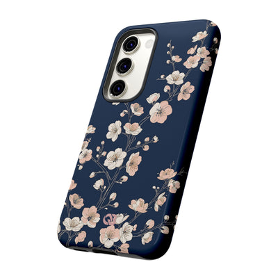 Blue Tough Phone Case for Samsung - Midnight Peach Sakura