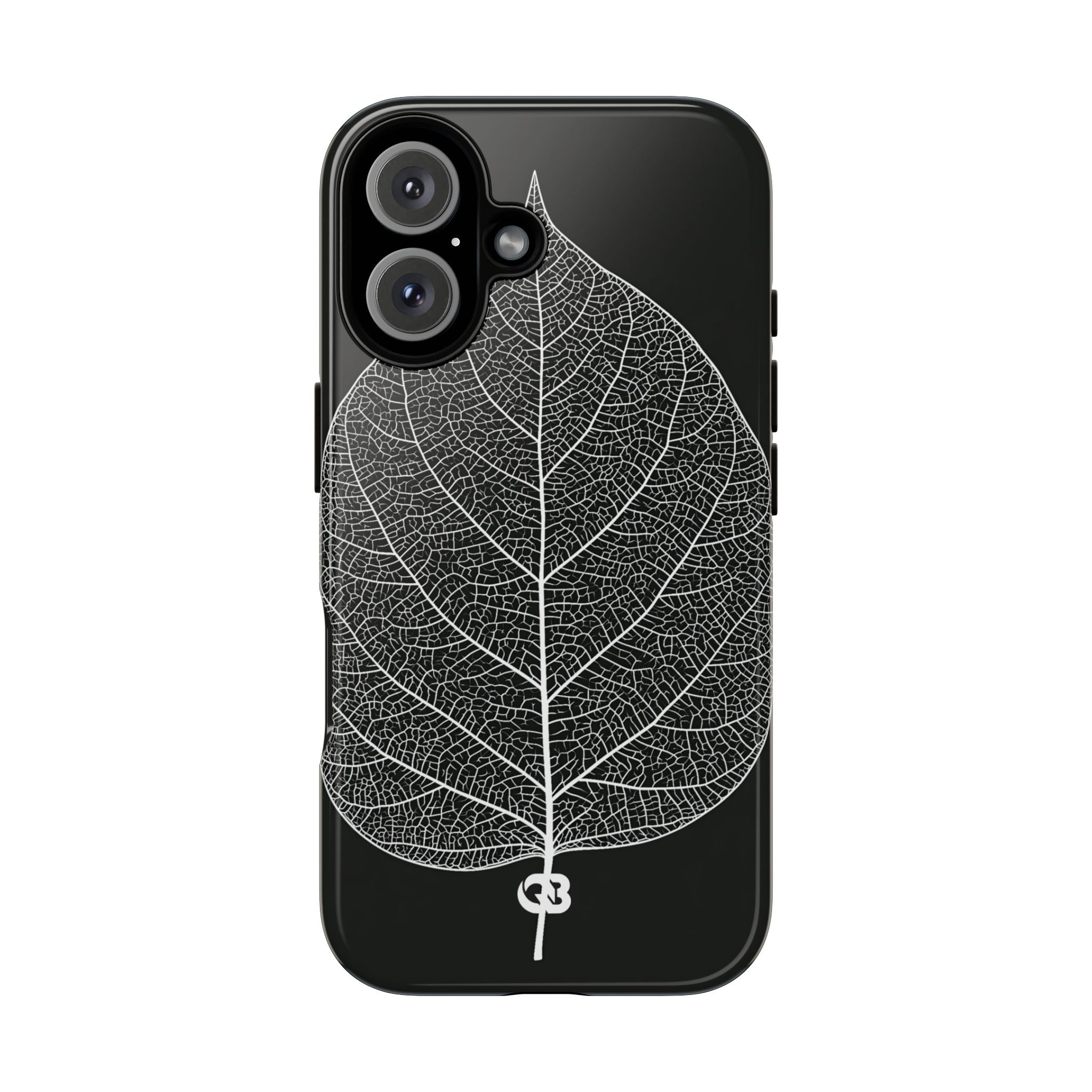Black Tough Phone Case for iPhone - Bleached Leaf Lattice