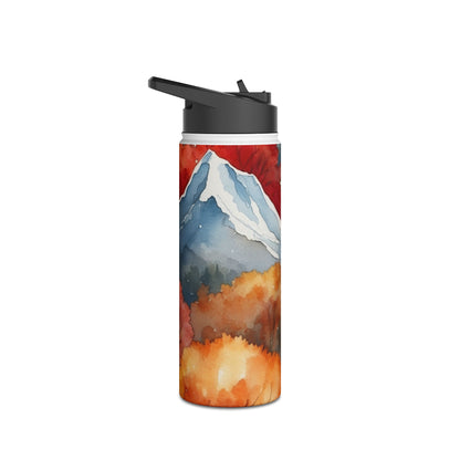 Snowcapped Ember Mountains - Stainless Steel Water Bottle