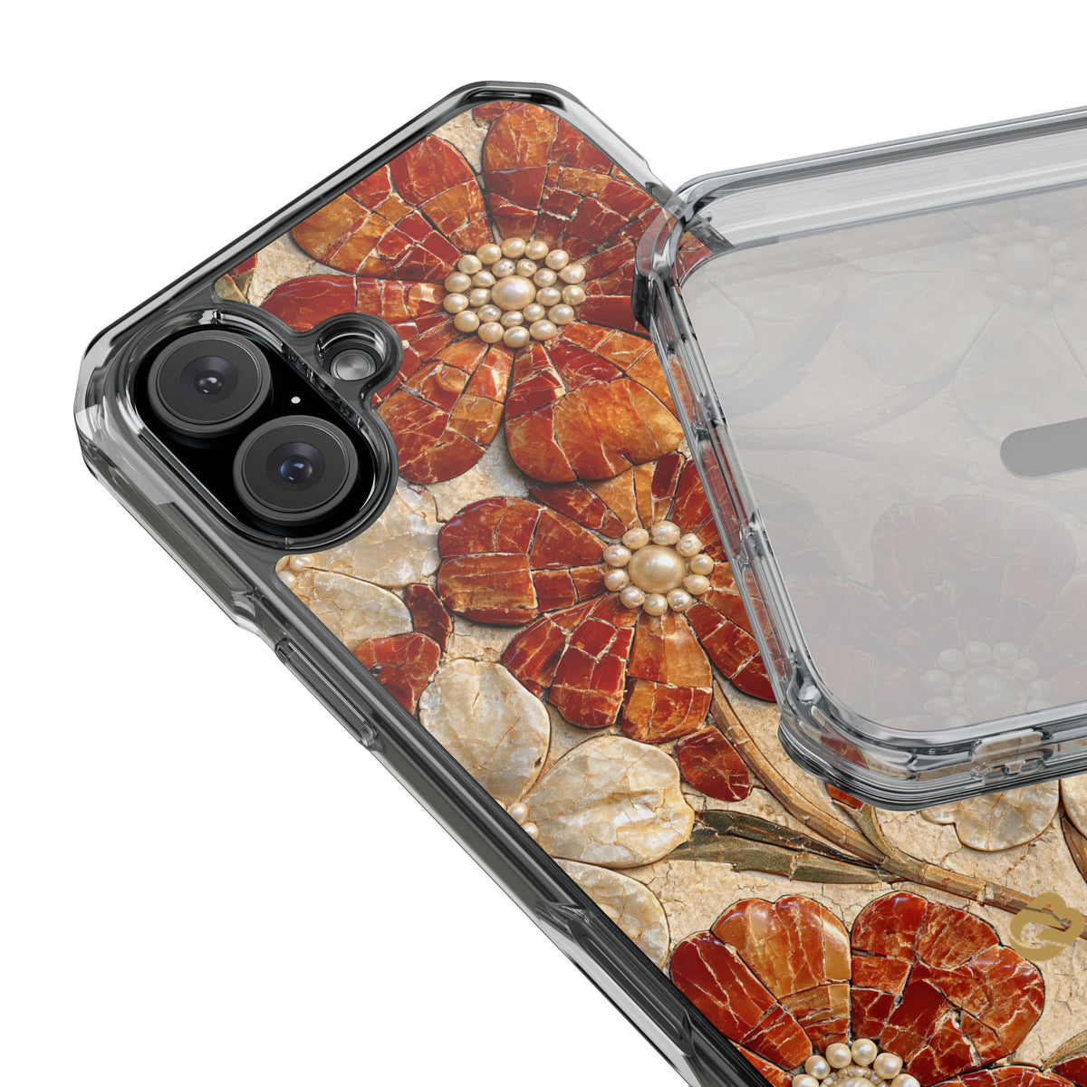 Carnelian Pearl Bloom · Clear Impact Magnetic Phone Case for iPhone · Orange