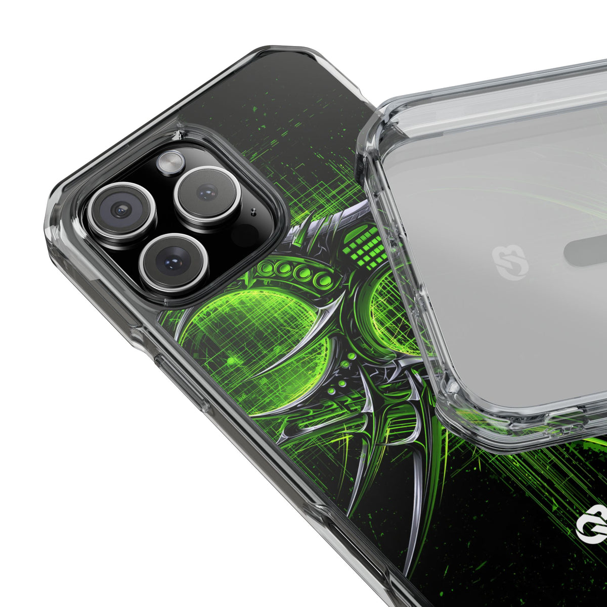 Cyber Sigil Grid · Clear Impact Magnetic Phone Case for iPhone · Green