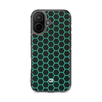 Neon Hex Spectrum · Clear Impact Magnetic Phone Case for iPhone · Teal