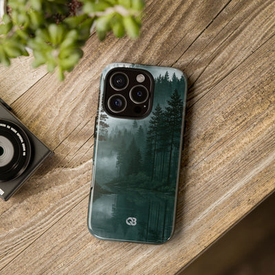 Green Tough Phone Case for iPhone - Misty Evergreen Mirror