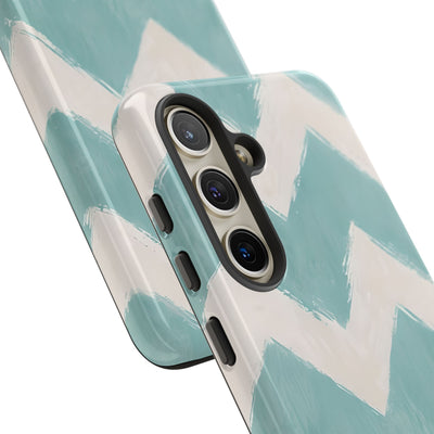 Teal Painted Chevron · Tough Phone Case for Samsung