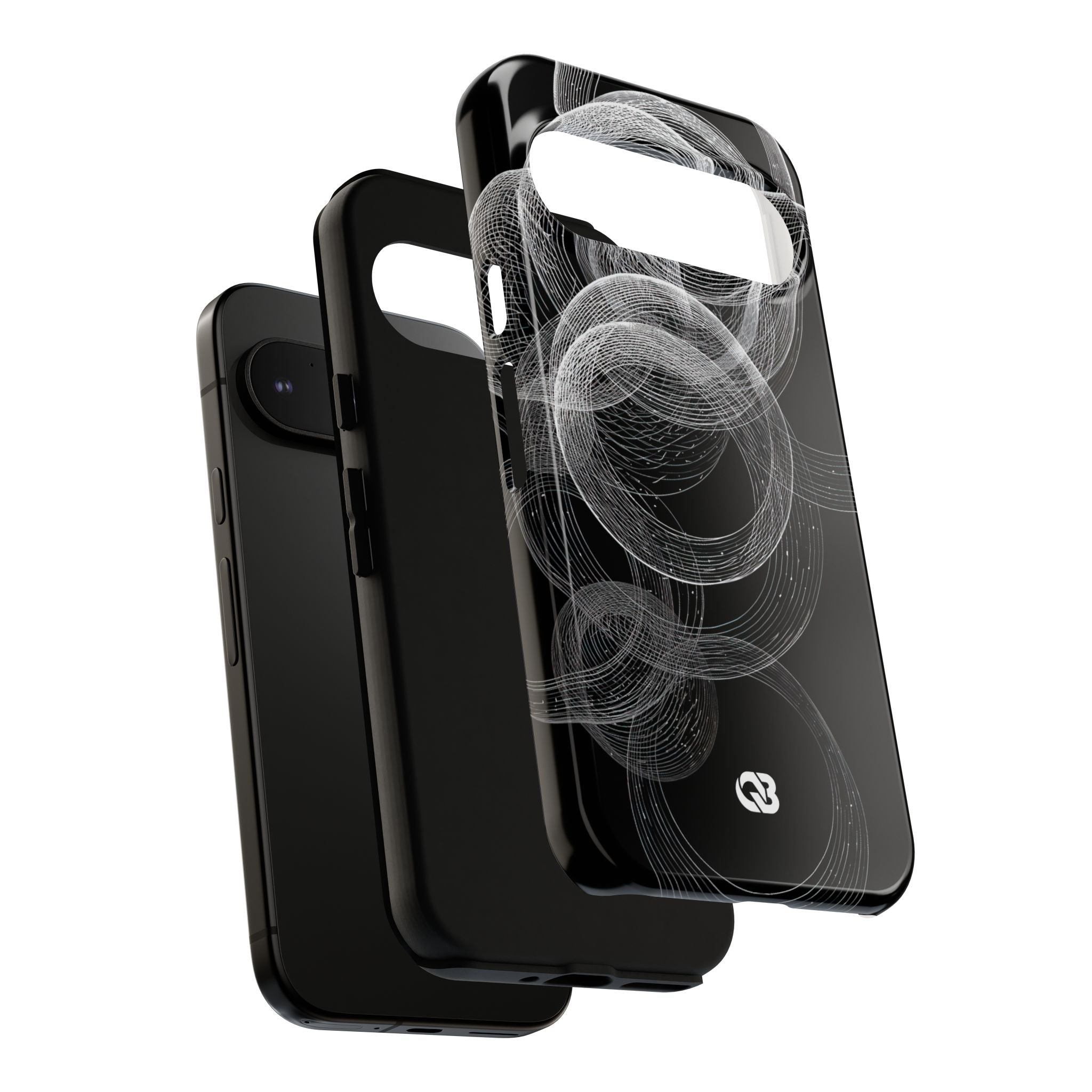 Black Tough Phone Case for Google Pixel - Kinetic Wireframe Orbit