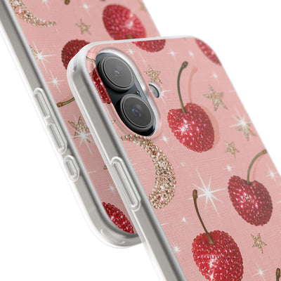 Bedazzled Ruby Cherries · Lite Phone Case for iPhone ·  Pink