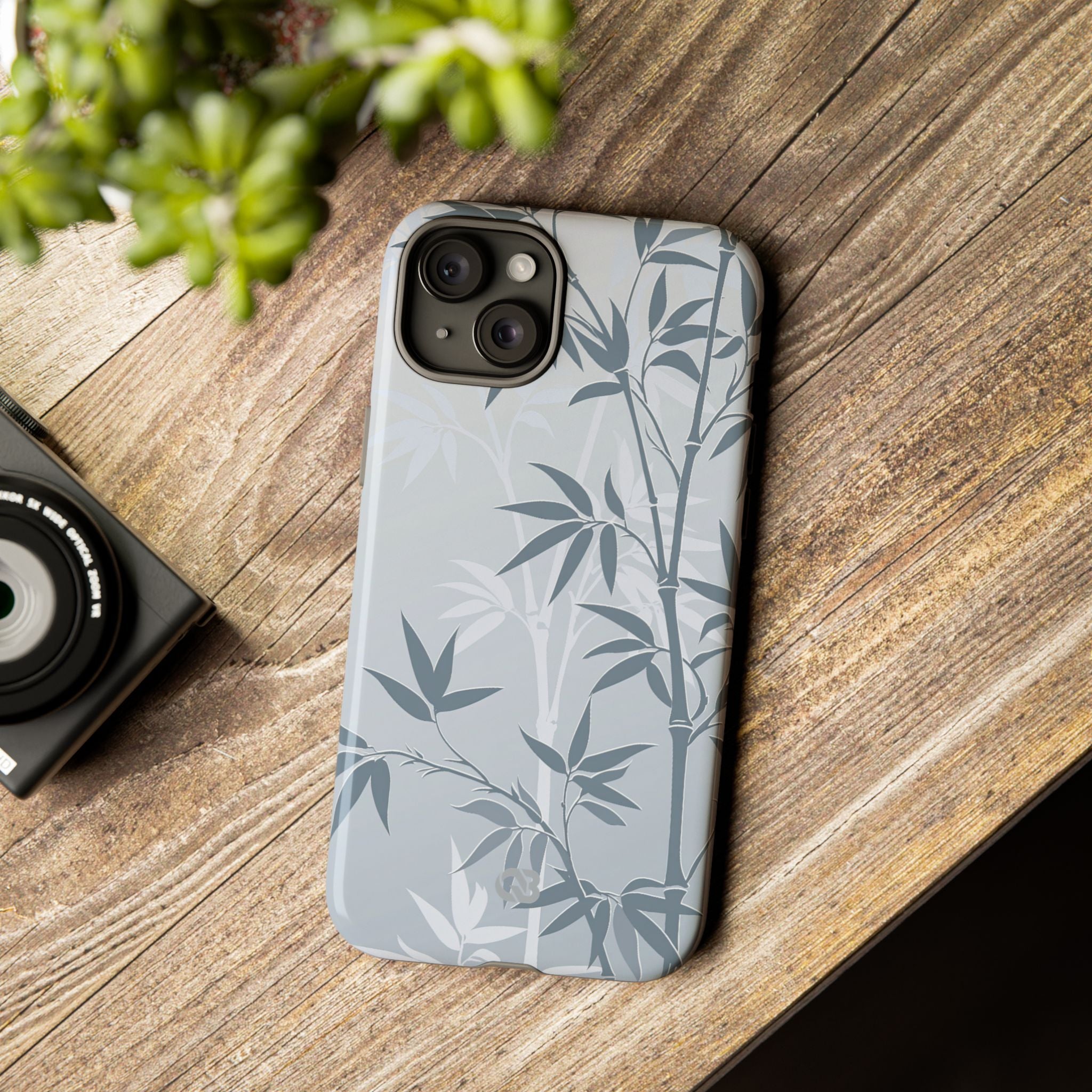 Blue Tough Phone Case for iPhone - Slate Bamboo Shadow