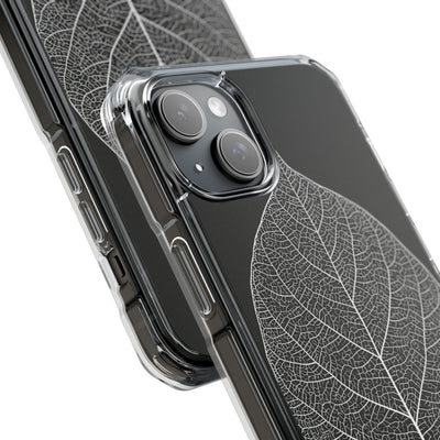 Black Impact MagSafe Phone Case for iPhone - Bleached Leaf Lattice