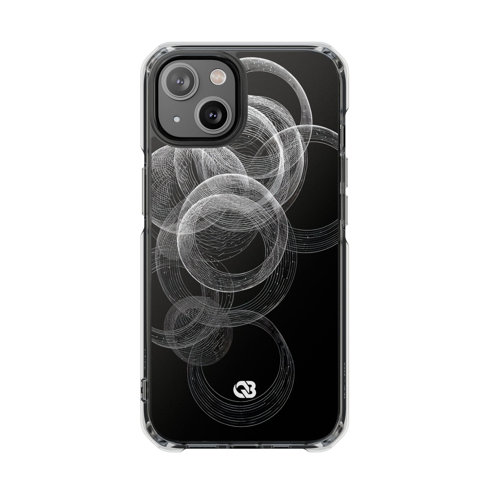 Black Impact MagSafe Phone Case for iPhone - Kinetic Wireframe Orbit