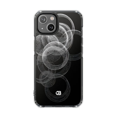 Black Impact MagSafe Phone Case for iPhone - Kinetic Wireframe Orbit