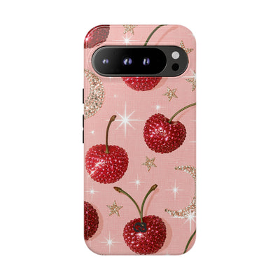 Bedazzled Ruby Cherries · Tough Phone Case for Pixel ·  Pink